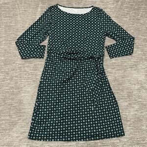 Lands' End Dress Womens Large Green Floral Tie Waist Knee Length Capsule Casual